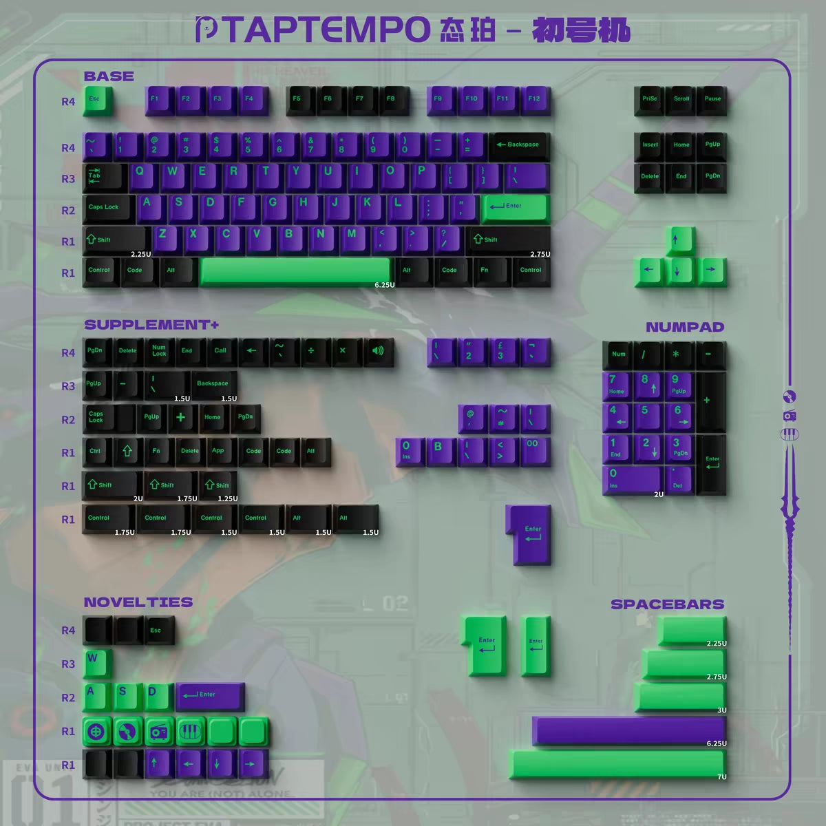 EVANGELION-01 Color Scheme Keycaps