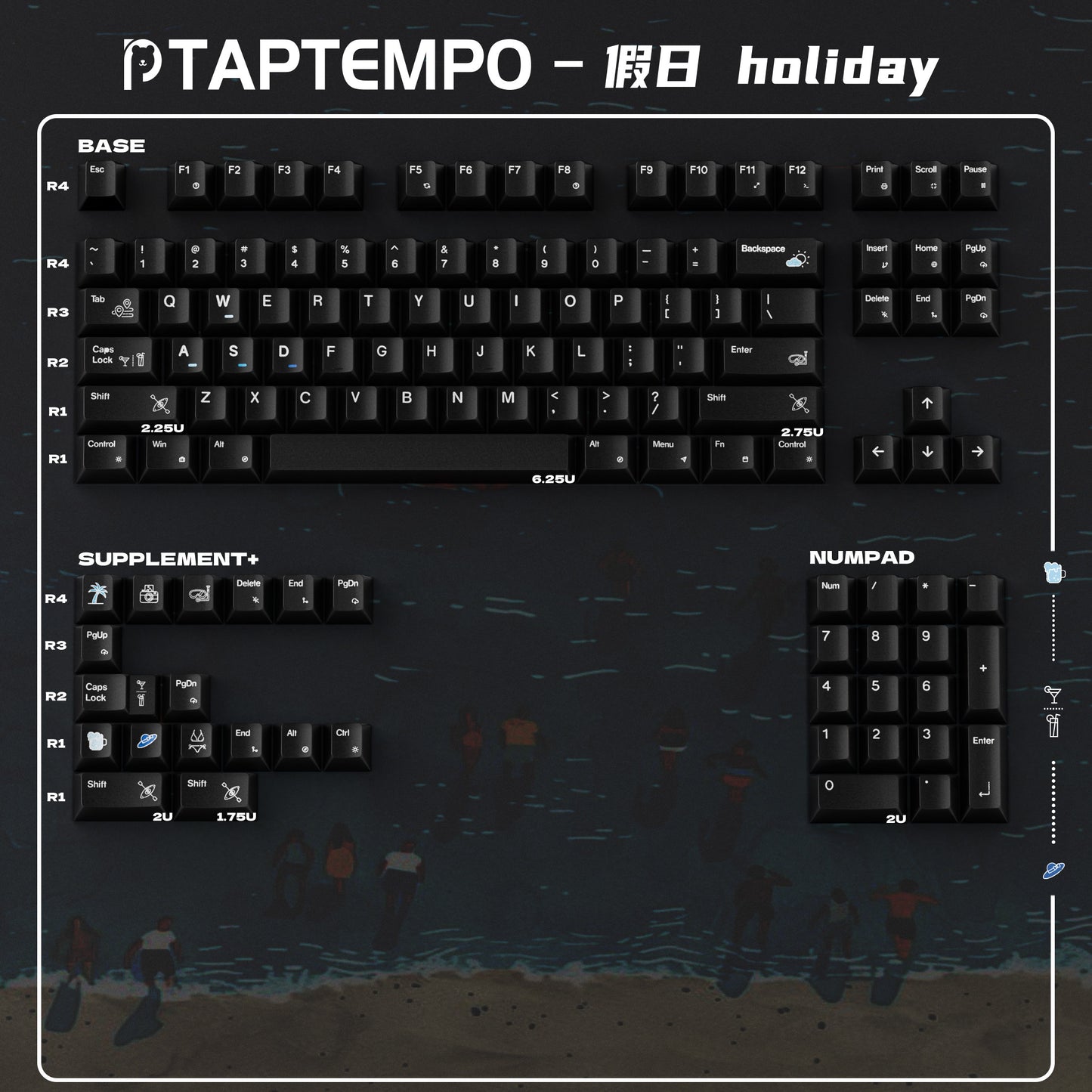 Black/White Holiday Glitter Paint Mechanical Keyboard Keycaps
