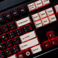 Roman Japanese Keycaps – Black & White Cherry Profile PBT with Red Kana Sub-legends