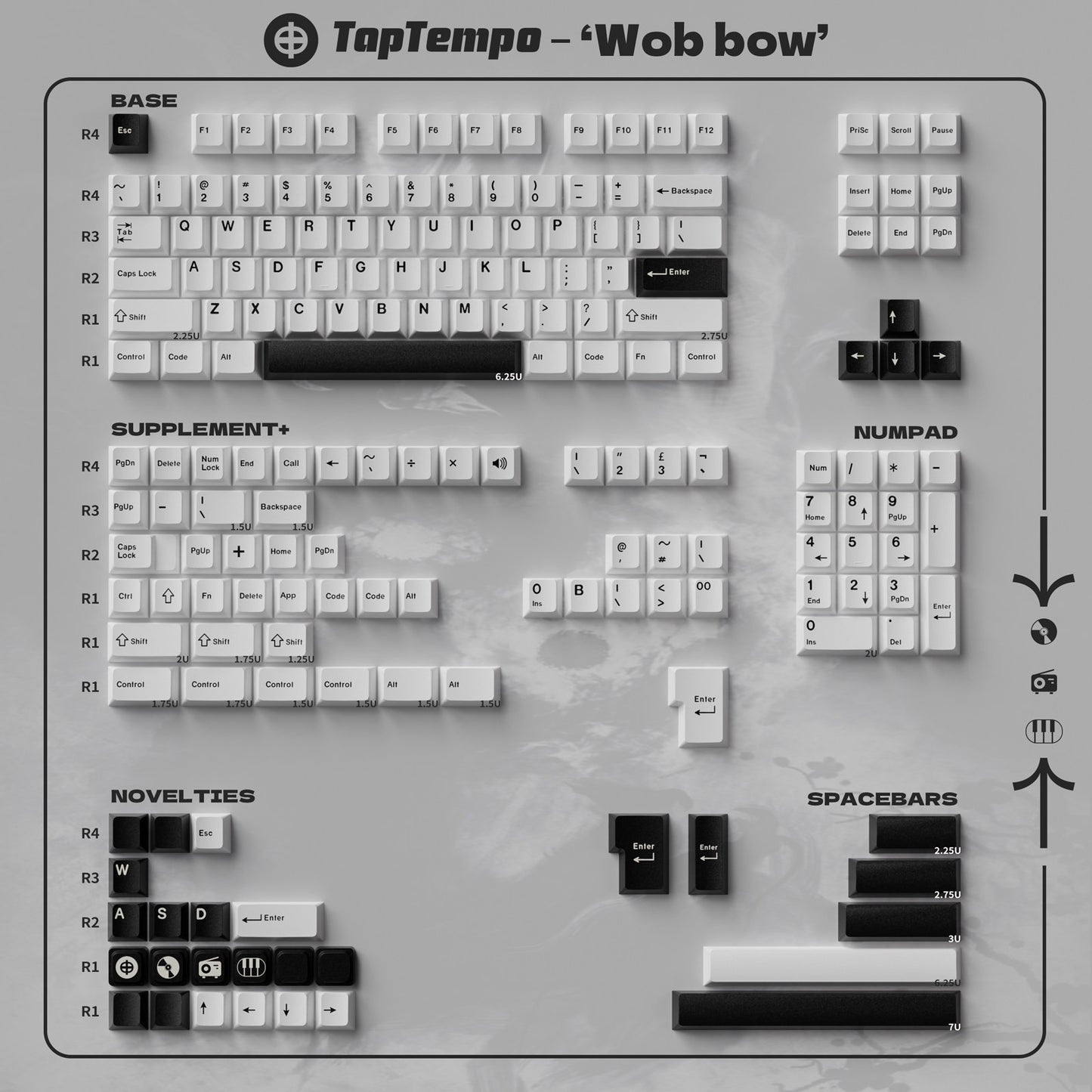Wob（Black）& Bow（White）Keycaps Double-shot Molding