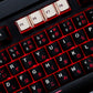 Roman Japanese Keycaps – Black & White Cherry Profile PBT with Red Kana Sub-legends
