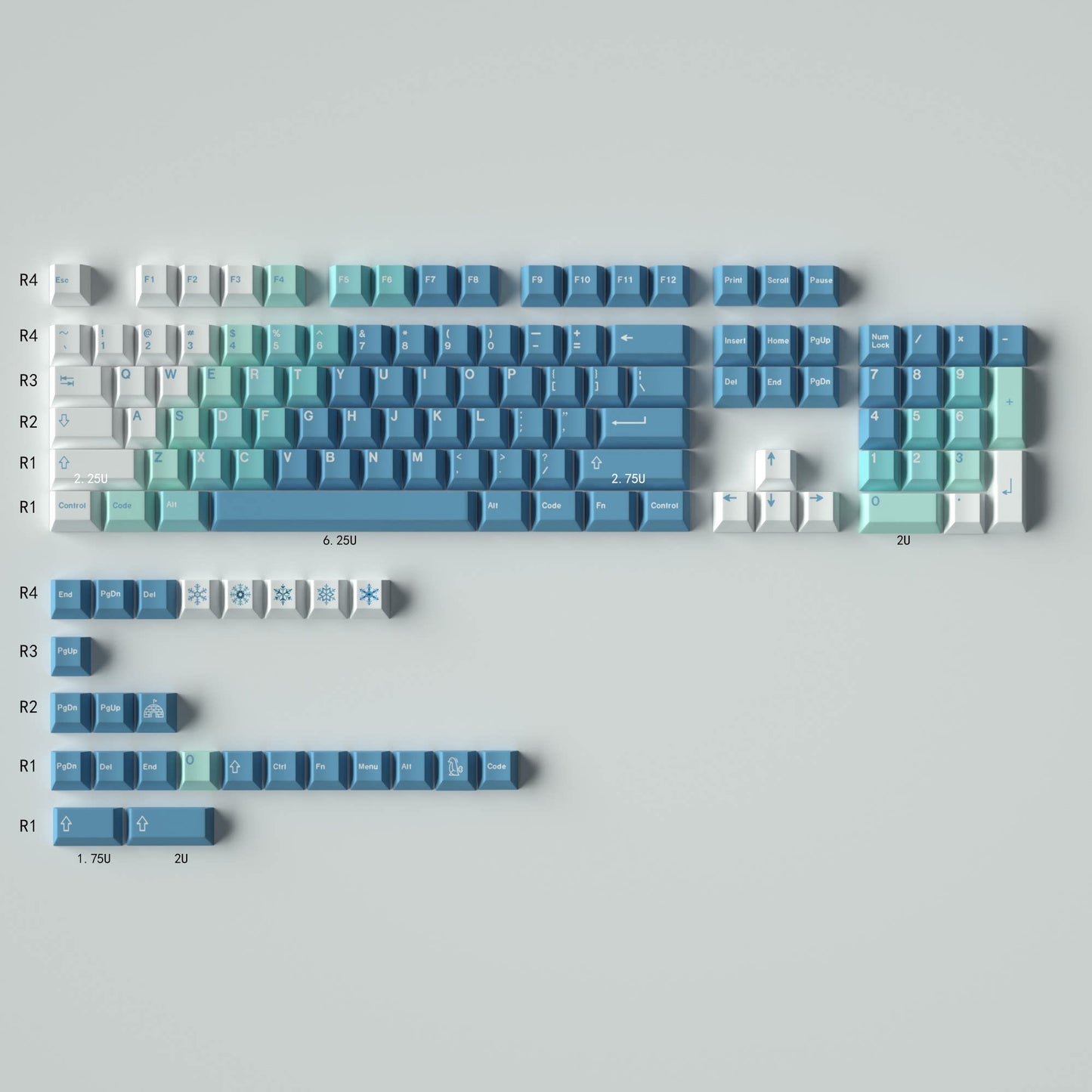 cherry - Blue and white gradient R2 94 keys