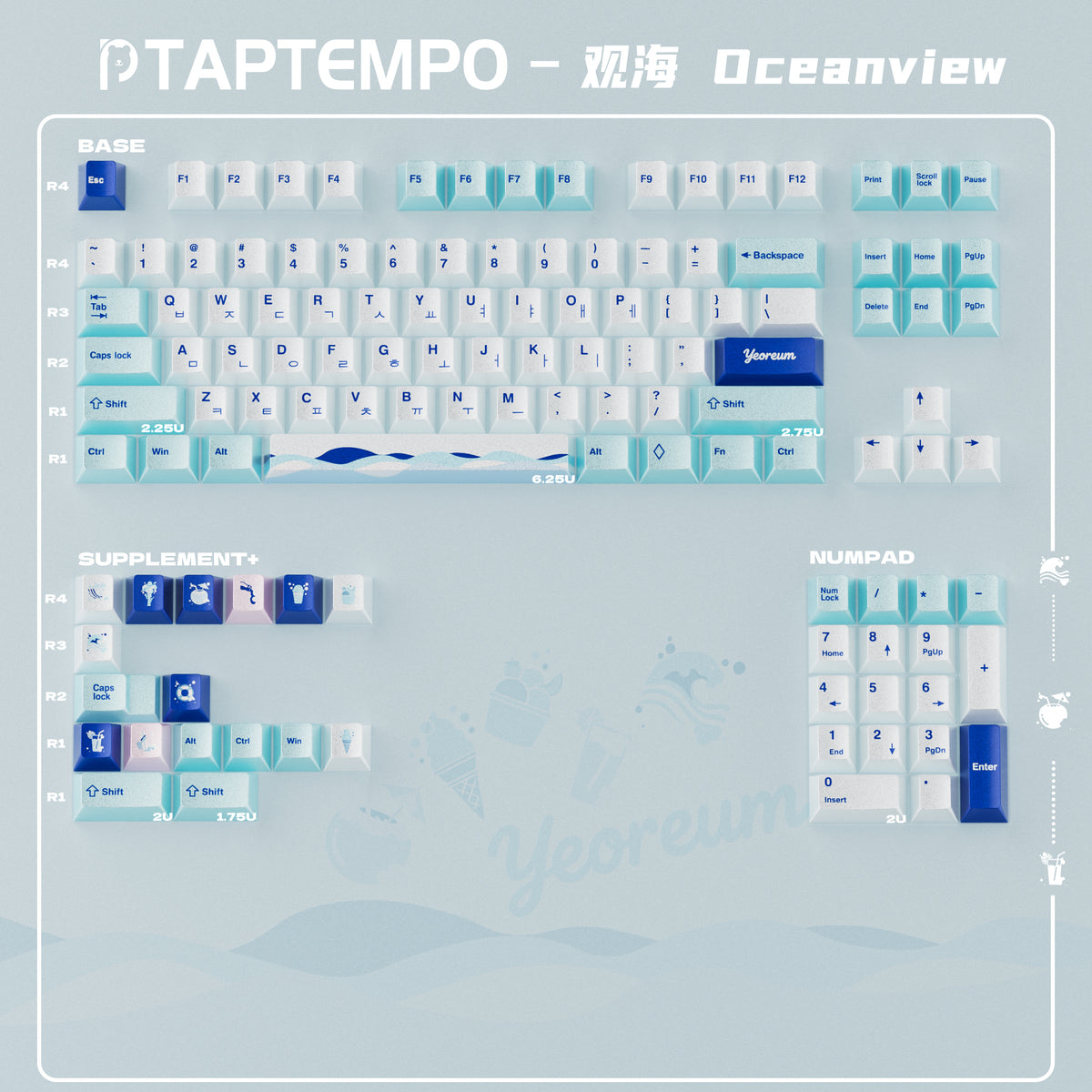 Ocean View Mechanical Keyboard Keycaps