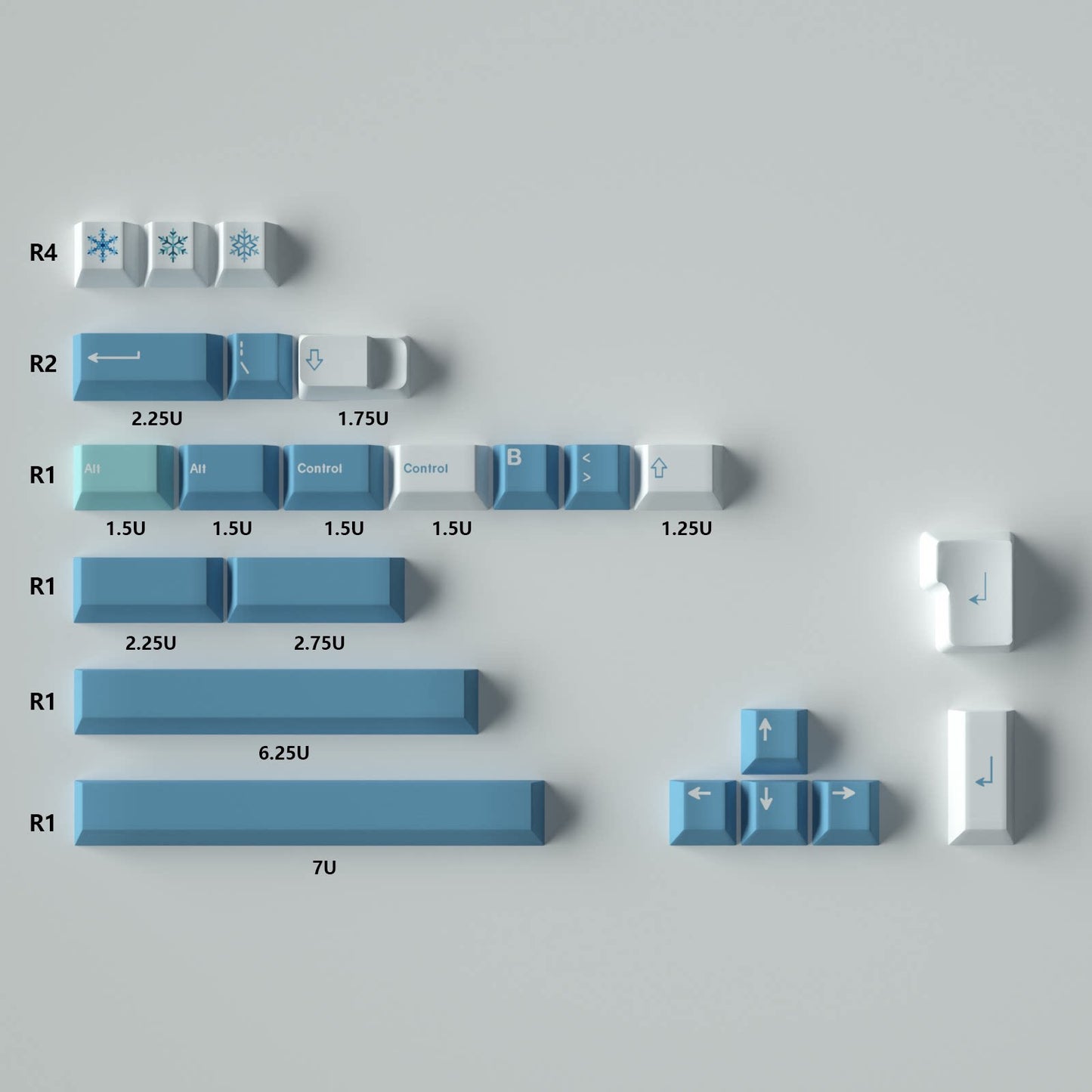 cherry - Blue and white gradient R2 94 keys