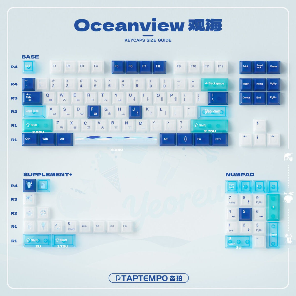 Ocean View Mechanical Keyboard Keycaps