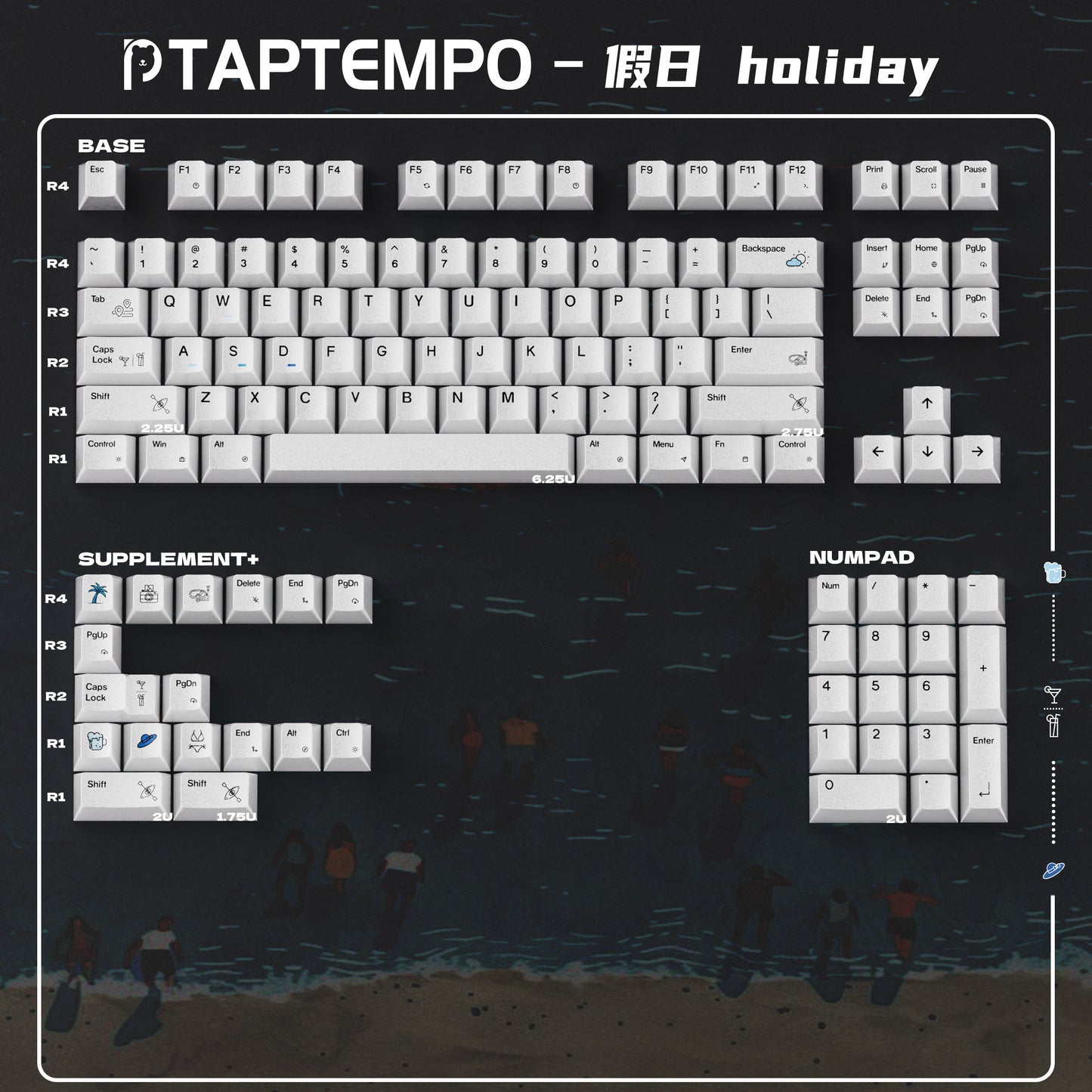 Black/White Holiday Glitter Paint Mechanical Keyboard Keycaps